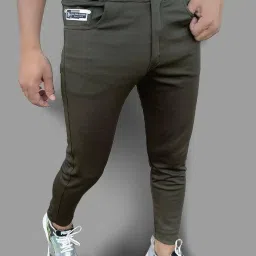 Men Regular Fit Light Green Lycra Blend Trousers-image-16