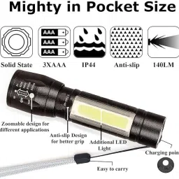 vaxtore 2in1 Torch USB torch light led Powerfull Torch Light Emergency 10W torch light Torch image 3