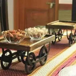 Wooden Thela, Reddi Look Handmade Tray| Serving Tray| Multipurpose Tray| Tray Serving Set-6