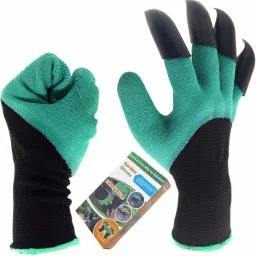 Garden Genie Gloves with Claws, Great for Digging Weeding Seeding poking, Both Hand Claws Gardening Gloves, Quick & Easy to Dig & Plant, Safe for Rose Pruning (Right + Left Claw 1 Pair) Gardening Shoulder Glove-27