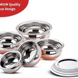 Serving Handi Set with Lid Copper Bottom Stainless Steel Cooking Pot Serving K1 4.7 inch, 5.5 inch, 6.2 inch, 6.6 inch, 7.4 inch Lid Set, Pack of 5-image-10