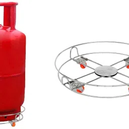 Stainless Steel Gas Cylinder Trolley with 4 Wheels LPG Cylinder Stand K8 Stainless Steel Kitchen Trolley-image-54