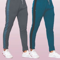 Pack of 2 Men Colorblock Grey Track Pants-image-0