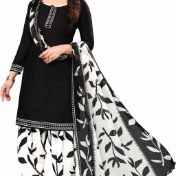 Unstitched Crepe Kurta & Patiyala Material Printed-image-31