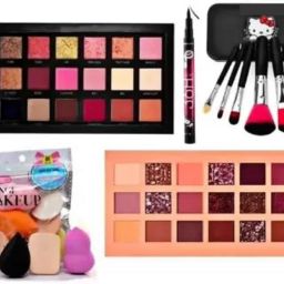 Rose Gold & Nude Eye Shadow & Make Up Brushes & 36 Hour Eyeliner & 6 in 1 Puff-image-58
