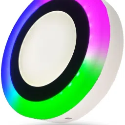 9 Watt Round Surface Dual Multi Color PGB (Pink,Green,Blue) LED Panel Light White+Pgb Lamp Downlight AC 100-265V Lights with IC Driver Energy Super Saver (9.00 Watts) | led color panel light | (Pack OF 01) Recessed Ceiling Lamp-23