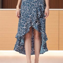 Women Abstract A-line Blue Skirt-image-91