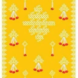 Yellow Background with white print Backdrop size 5ft Hight & 8ft Width Curtain Fabric-38