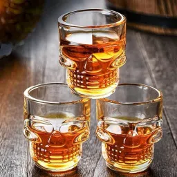 (Pack of 3) Skull Shape Crystal Clear Shot Glass 60 ml for Vodka, Tequila, Liquor Glass Shot Glass-image-31