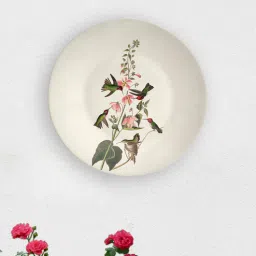 quirk india Multicolour Ceramic Indian Chirping Humming Birds Decorative Wall Plate-picture-45