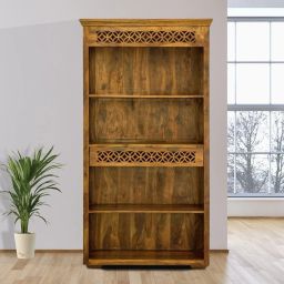 Jaali Solid Wood Semi-Open Book Shelf-image-64
