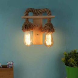 eliante by jainsons lights Droplet Jute & Wood Novelty Wall Light (Pine Wood Finish)-picture-30