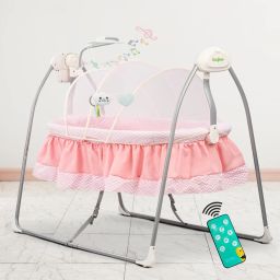 Wanda Electric Swing Cradle for Baby with Mosquito Net, Remote, Toy Bar & Music-14