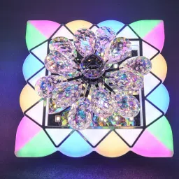 Dynamic Crystal Blossom Chandelier with Moving Multi-Color Square Lights Chandelier Ceiling Lamp-1