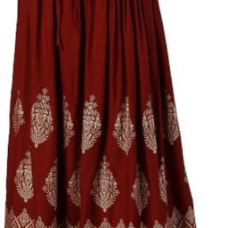 Women Printed Flared Maroon Skirt-image-27