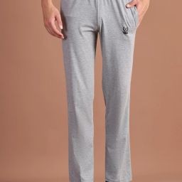 Men Solid Silver Track Pants-image-2