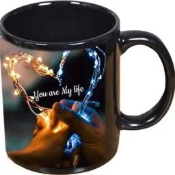 PASHUPATASTRA "You Are My Life" (Couple Heart)" Classic Stylish Black Coffee Gift For Friends, Lovers, Valentine's day, Anniversary Gift, Black Patch (350ml) Ceramic Coffee Mug-image-29
