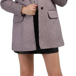 honnete 93% Polyester 3% Acrlyic Checkered Coat For Women-picture-7