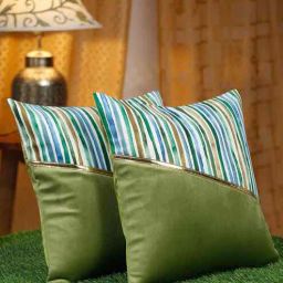 hosta homes Multicolor Polyester Striped 16X16 Inches Cushion Covers (Pack of 2)-picture-38