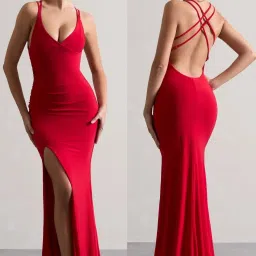Women Bodycon Red Maxi/Full Length Dress-image-43