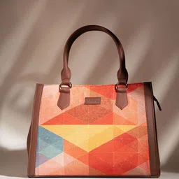 ZOUK Geometric Printed Oversized Structured Jute Handheld Bag image 2