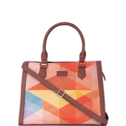 ZOUK Geometric Printed Oversized Structured Jute Handheld Bag image 3