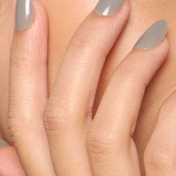 LICK 12 Pieces Oval Shape Artificial Acrylic Press on Nails With Application Kit - Grey-36