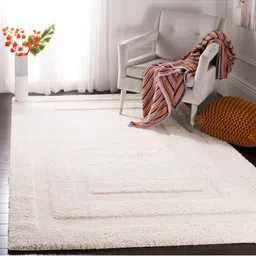 IMRA CARPET Cream-Coloured Geometric Handmade Polyester Carpet-image-8