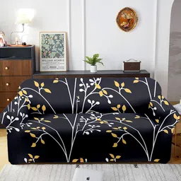 Aura Black & White Printed Three Seater Sofa Cover With Arms-image-72