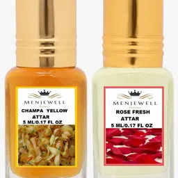 Menjewell Pack Of 2 Champa Yellow & Rose fresh Attar-12