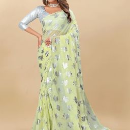 Rhey Floral Printed Pure Georgette Fusion Saree-image-7