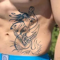 LICK Plant Base Semi Temporary Mermaid Matte Finish Body Tattoo - Navy Blue-37