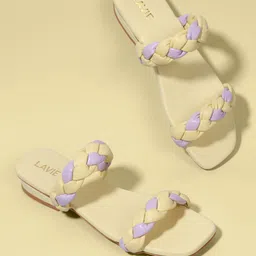 Lavie Women Colourblocked Ethnic Open Toe Flats with Bows-image-22