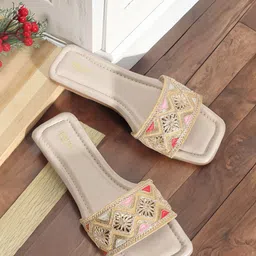 Anouk Embellished Ethnic Open Toe Flats-image-98