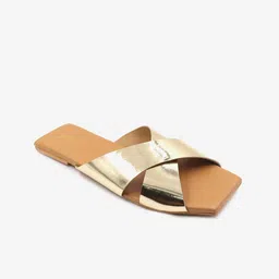 Gibelle Women Gold-Toned Printed Open Toe Flats-image-12
