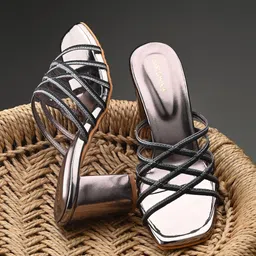 CLOG LONDON Braided Strappy Open Toe Block Heels-56