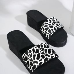 Walkfree Printed Suede Wedge Mules with Bows image 1