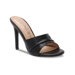 London Rag Black Solid PU Mid Top Party Stiletto Heels-picture-18