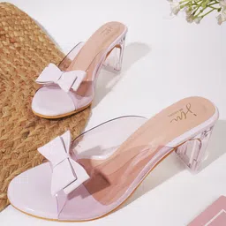 JM Looks Open Toe Block Heels with Bows-4