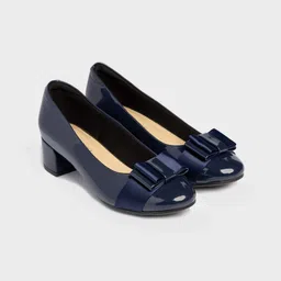 LEMON & PEPPER Blue Block Pumps with Bows-image-2