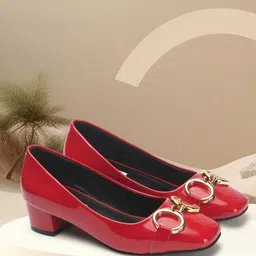 ELLE Square Toe Embellished Block Pumps-40