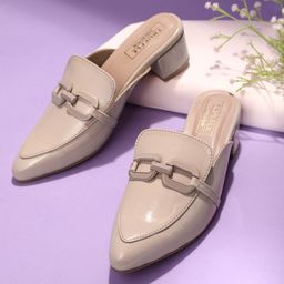 Truffle Collection Pointed Toe Block Heeled Mules-image-46