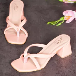 JM Looks Strappy Open Toe Block Heels-36