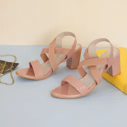 FABBHUE Criss-Cross Strap Block Heels-0