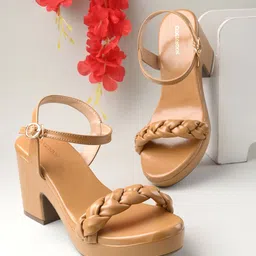 CLOG LONDON Braided Open Toe Platform Heels With Backstrap-1