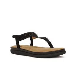 Bata Embellished Open Toe T-Strap Flats-image-9