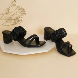 HEELSNFEELS Textured Open toe Block Heels-6