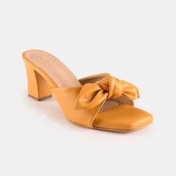 BuckleUp Mustard Block Sandals with Bows image 3