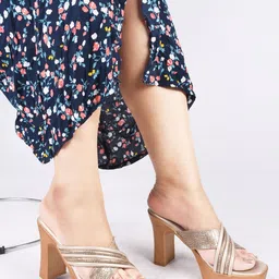 Try Me Striped Open Toe Block Heels image 5