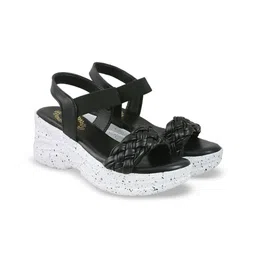 madam glorious Textured Open Toe Wedge Heels image 3
